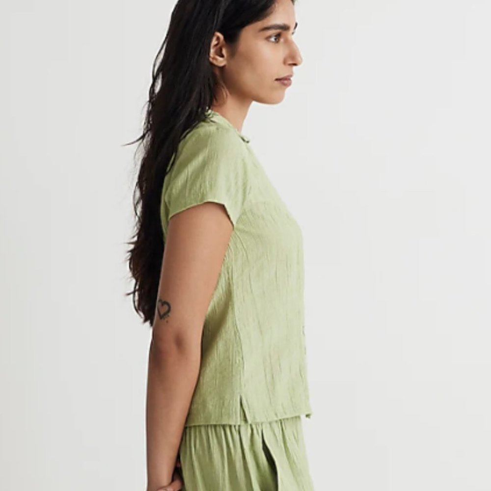 Notched V-Neck Button-Up Top - Picture 3 of 4